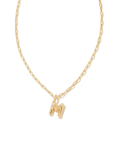 Kendra Scott Crystal Letter Short Pendant Necklace, Fashion Jewelry for Women - color: Letter M (GOLD-PLATED)