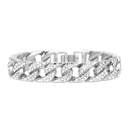 HH BLING EMPIRE 14K Gold and Silver Bracelets Diamond Tennis and Cuban Link Bracelet for Men Women Hip Hop Jewelry - color: 14mm cuban-Silver`, size: 7.5"