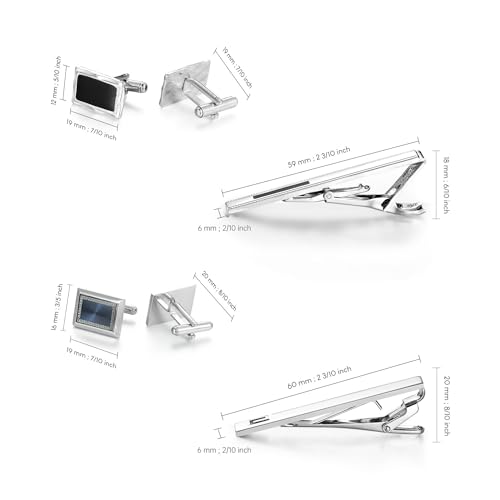 wynameleri Cufflink and Tie Clip Set for Men, 12 PCS Necktie Bars and Cuff Links Formal Business Dress Shirts Buttons Case Packed - color: T0408032