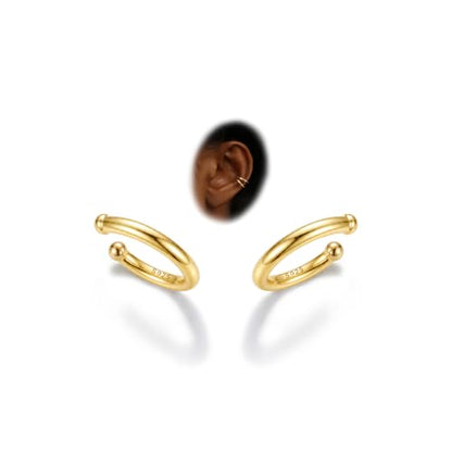 Subiceto 925 Sterling Silver Ear Cuffs Non Piercing - Adjustable Hypoallergenic 14K Gold Plated Clip On Earrings for Women Cubic Zirconia Silver Ear Cuff Helix Cartilage Fake Piercing - color: 04 Smooth Gold Tone