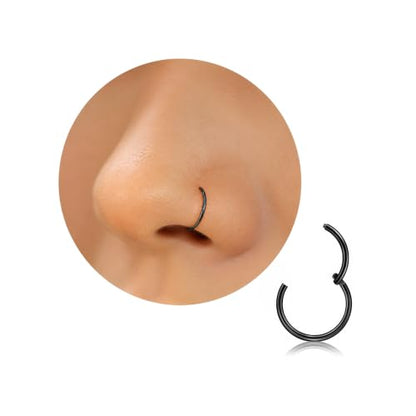 Nose Rings for Women, Gold Hypoallergenic Nose Ring Hoop, 316L Surgical Steel Septum Cartilage Earring, 20G 18G 16G 14 Guage Diameter 5mm to 16mm Body Piercing Lip Jewelry - color: Black Plated, size: Inner Diameter: 10 mm