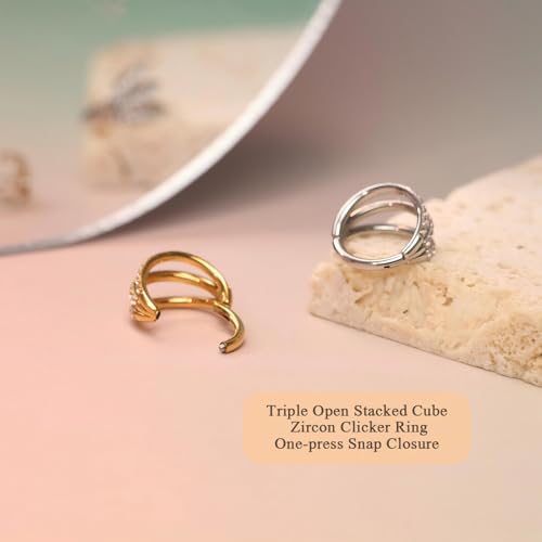 FUNLMO 16G Conch Helix Daith Rook Piercing Jewelry 10mm Cartilage Earring Hoop Surgical Steel Hinged Septum Clicker Rose Gold Huggie Hoop Earrings Lobe Piercing Earrings