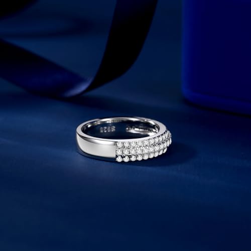 Moissanite Eternity Ring for Women Round Cut D Color VVS1 Moissanite Wedding Band, S925 Sterling Silver 18K White Gold Plated Promise Engagement Rings for Women - style: 0.65CTTW Half Eternity Band
