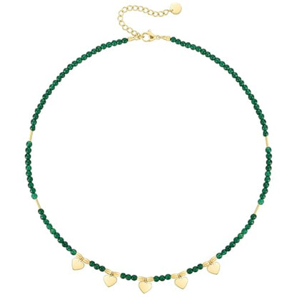 KissYan Beaded Choker Necklace for Women, Colorful Natural Gemstones Pearl Choker 14K Gold Plated Pendant Healing Crystal Necklace Handmade Stone Jewelry Gift | 14K Gold Plated Pendant Necklaces, Natural Gemstones Pearl Choker, Healing Crystal Chain, Hand