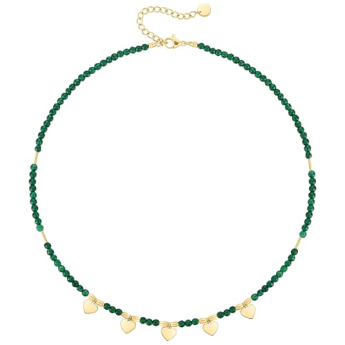 KissYan Beaded Choker Necklace for Women, Colorful Natural Gemstones Pearl Choker 14K Gold Plated Pendant Healing Crystal Necklace Handmade Stone Jewelry Gift | 14K Gold Plated Pendant Necklaces, Natural Gemstones Pearl Choker, Healing Crystal Chain, Hand