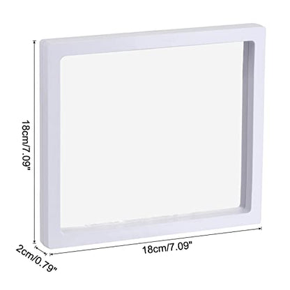 MECCANIXITY Floating Frame Display Holder Stand 3D Jewelry Display Box 7.09 x 7.09 x 0.79 inch White for Ring Necklace Bracelet Earring Pack of 2 - color: White, size: 7.09 x 7.09 x 0.79 inch