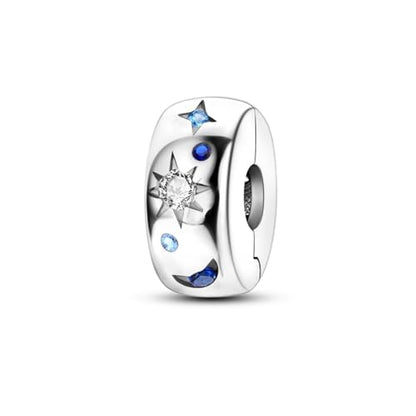 Moon Star Clip Spacer Charm Lock Stopper Bead for Pandora Bracelet Present