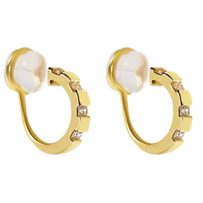 Clip On Earrings for Women – 18K Real Gold Plated Non-Pierced Hoop Earrings, Comfortable Clip On Hoops for Non-Pierced Ears, Gold & White Gold Options