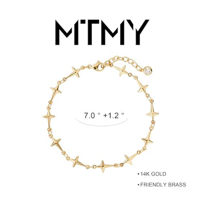 Gold Chain Bracelet for Women, 14K Gold Plated | Dainty Bracelets with Adjustable Chain, Trendy Jewelry Gift for Women - style: simple