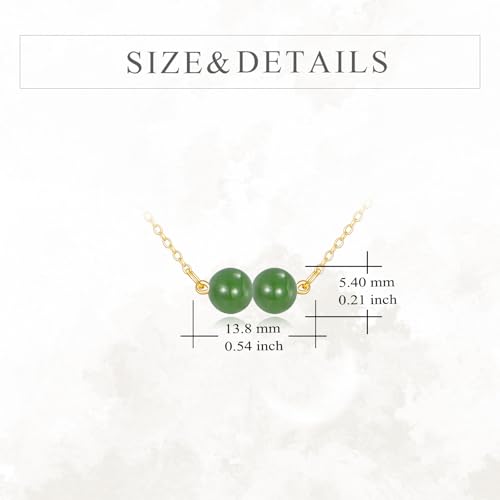 KECHO 14K Real Gold Beads Pendant Necklace Solid Yellow Gold Jewelry Anniversary Birthday Gifts for Women - color: Green Jade 2