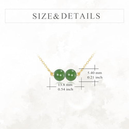 KECHO 14K Real Gold Beads Pendant Necklace Solid Yellow Gold Jewelry Anniversary Birthday Gifts for Women - color: Green Jade 2