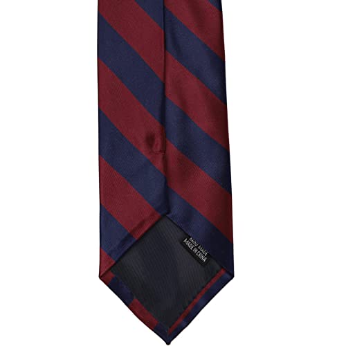 tiemart Men's Striped Tie Standard Length - color: Maroon and Navy