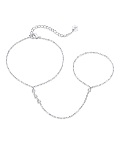 PAVOI Hand Chain Bracelet for Women, 14K Gold Plated Adjustable Ring Chain | Hand Chain Bracelet, Ring Bracelet Hand Chain, Arm & Body Jewelry - style: Station
