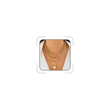 CSIYANJRY99 Layered Gold Necklaces for Women Chunky Gold Necklace Stack Layered Cuban Paperclip Snake Chain Necklace Retro Coin Dainty Pendant Toggle Clasp Necklace - style: Gold Beaded Heart