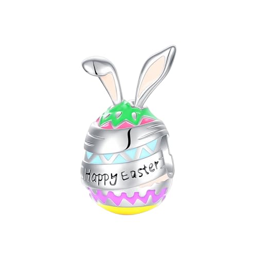 Family Love Mother Daughter Grandma Charm 925 Sterling Silver fits Bracelets Necklace Pendant Bead Charms Jewelry Gift for Women Family Friends - color: Easter Egg Bead Charm