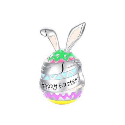 Family Love Mother Daughter Grandma Charm 925 Sterling Silver fits Bracelets Necklace Pendant Bead Charms Jewelry Gift for Women Family Friends - color: Easter Egg Bead Charm