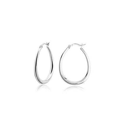 Silver Oval Hoop Earrings for Women 14K Gold Plated Hoop Earrings | Hypoallergenic Lightweight - color: A-Silver
