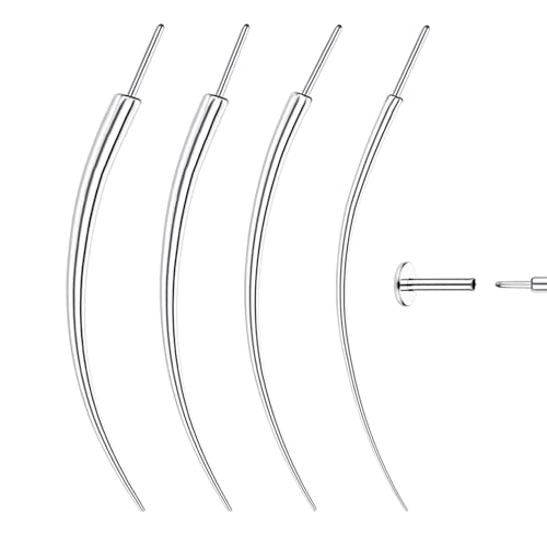 Piercing Ball Grabber Tool, 14-20G Taper for Changing Jewelry | Surgical Steel Flat Back Earrings Threader Tool Insertion Pin, Body Piercing Kit for Ear Rook Conch Nose Lip Jewelry Removal - style: Curved Threadless (14G 16G 18G 20G)