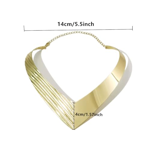 High Polished Stainless Steel Collar Necklace, Heart Shape Love Choker for Women Statement Jewelry (Gold)