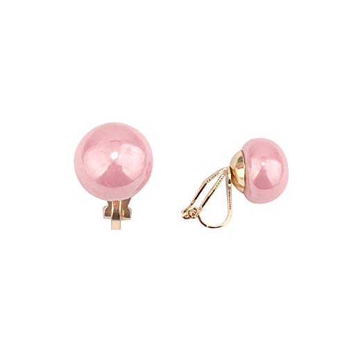 1-5 Pairs Pearl Clip on Earrings for Women Non Piercing Earrings Set Hypo-Allergenic Earrings - color: Pink Clip-ons