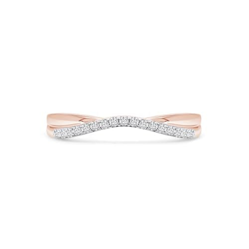 Twisted Contour Enhancer Wedding Band Ring for Women,0.10 CT | Metal: 10K Gold; 14K Gold; Sterling Silver|Stone: Natural Diamond Accent; Moissanite - color: 10K Rose Gold, size: 5