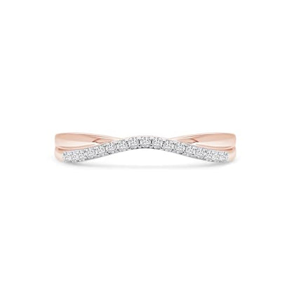 Twisted Contour Enhancer Wedding Band Ring for Women,0.10 CT | Metal: 10K Gold; 14K Gold; Sterling Silver|Stone: Natural Diamond Accent; Moissanite - color: 10K Rose Gold, size: 5
