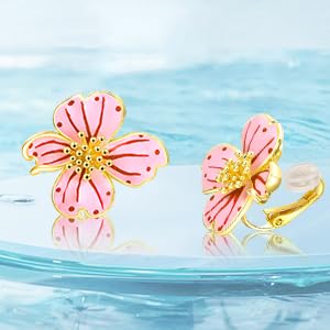 Clip on Earrings Women, 14K Gold Plated Earrings for Sensitive Ears, Fashion Women's Earrings Jewelry Birthday Gift for Wife Grandma Daughter Girls on Christmas Thanksgiving - color: Pink Gradient Earrings