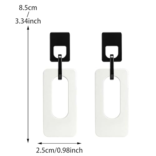 Boho Lightweight Retro Simple Acrylic Splicing Rectangle Earrings for Women Creative Exaggerated Statement Dangle Drop Earrings Jewelry - color: Black White B
