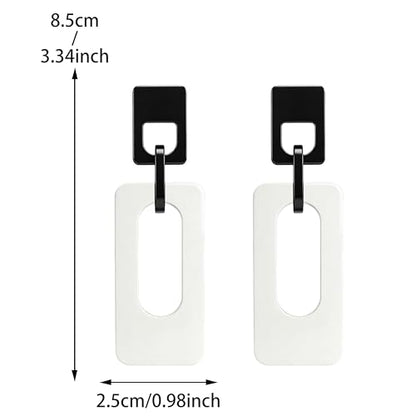 Boho Lightweight Retro Simple Acrylic Splicing Rectangle Earrings for Women Creative Exaggerated Statement Dangle Drop Earrings Jewelry - color: Black White B