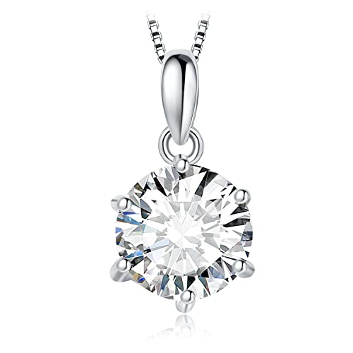 JewelryPalace Round 1ct 2ct 3ct Cubic Zirconia Solitaire Pendant Necklace for Women, 925 Sterling Silver 14k White Gold Plated Necklaces for Her, Classic Simulated Diamond Jewelry Set, 18 Inches chain - color: D-2ct-CZ-Sterling Silver