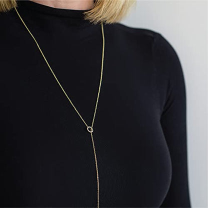 Benevolence LA Gold Dipped Lariat Necklace for Women, Candace Cameron Designed, Y Long Chain Drop Necklace with Bar Pendant, For Layering Necklaces, Jewelry Accessories