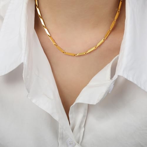 Jean Beau Gold Choker Necklace for Women, Simple 18K Gold Plated Adjustable Link Chain Prom Jewelry Gifts - color: Chunky melon Seeds