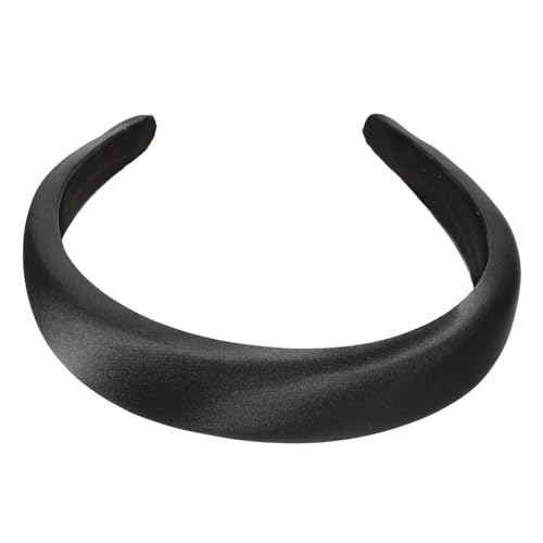 Beaupretty Padded Satin Headband for Women, Wide Plain Black Hairband with Sponge Padding, Lightweight Fashion Hair Accessory for Daily Wear and Casual Styling