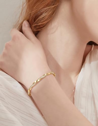 TIMELESSTAR Ideal Gifts Gold Bracelets for Women Hypoallergenic|Premium Moissanite|14K Gold Plated Non Tarnish - color: 14K Gold+Premium Moissanite
