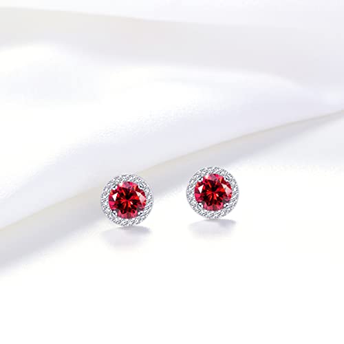 YOQUCOL Bright 8MM,10MM Cubic Zirconia Crystal Stud Earrings Round Pierced Earrings For Women - color: 8MM-Red