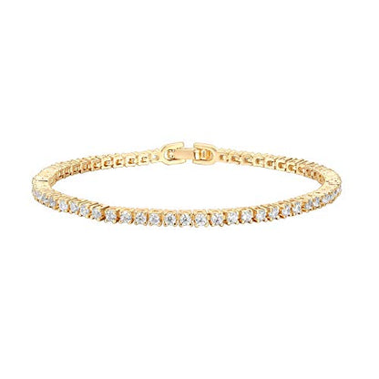 PAVOI 14K Gold Plated Cubic Zirconia Classic Tennis Bracelet | Gold Bracelets for Women | 2mm CZ, Size 6.5-7.5 Inch - color: Yellow Gold, size: 7.5 Inches