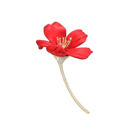 Red Rose Flower Brooches and Pins for Women Costume Jewelry Brooch Pins Broches Jewelry for Women Elegant Lady Pin - style: Hibiscus Flower