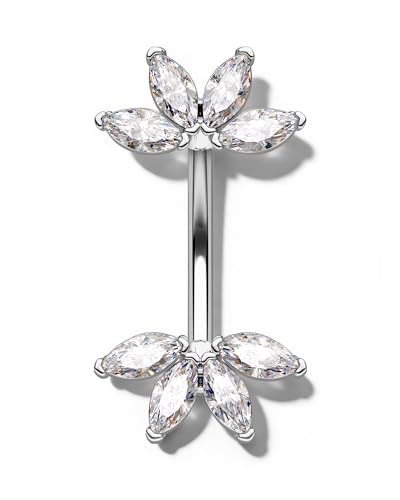 Lotus Rook Piercing Jewelry, 16G Eyebrow Rook Earrings, Stainless Steel Eyebrow Piercing Jewelry,Lobe Earrings 6/8MM - color: WG-8MM