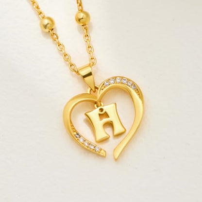 Cicy Bell Womens Heart Initial Necklace 18k Gold Plated | Personalized Letter Pendant, 17.7'' with 2'' Extender - color: Style 2-H-Gold