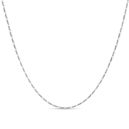 KEZEF Sterling Silver 1.5mm Figaro Chain Necklace for Women - 925 Italian Diamond Cut Chain, Available in Silver, 18K Yellow Gold, Rose Gold, 16-30 Inches - color: Sterling Silver, size: 30 Inch
