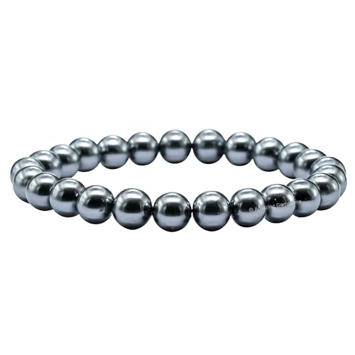 Amazing Gemstone Black Pearl Bracelet for Women Men's Gifts | Protection Healing Crystal Bracelet - 8mm Beaded Stretchable Bracelet Stocking Stuffers Mothers Day Gift - color: Black Pearl