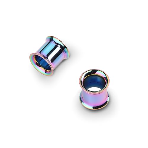 2Pcs G23 Titanium Double Flared Earrings Internally Threaded Gauges for Ears Weights Eyelet Tunnel Plug Stretching Kit From 3mm to 25mm Women Men - color: Rainbow, size: 8mm-0G