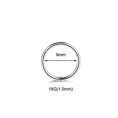 Aumeo 14G 16G 18G 20G Nose Ring Hoop Stainless Steel Hinged Segment Rings Hoops Nose Clicker Ring Tragus Helix Cartilage Daith Rook Earring Piercing Jewelry for Women Men - style: 5pcs 18g 9mm Mixed Colors