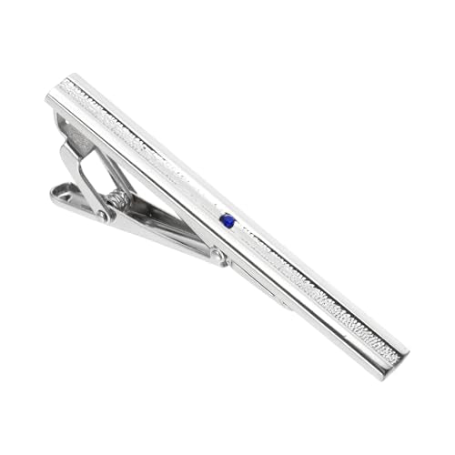 PATIKIL Tie Clip for Men, Rhinestones Necktie Bar Pinch Clips with Black Gift Box for Regular Ties Wedding Business Valentine's Day Father's Day Anniversary - color: Silver Tone(Blue)
