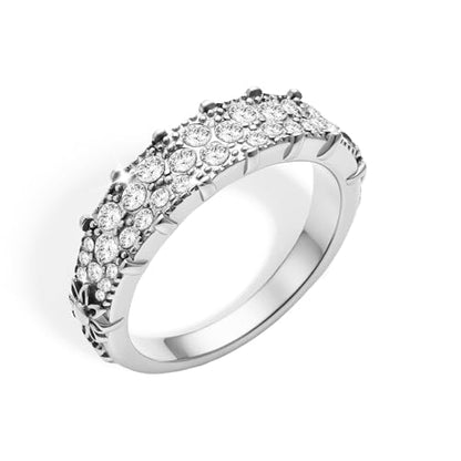 14K Non Tarnish Gold Rings for Women 34 Rhinestones Daisy Accents Stackable Stacking Gold Plated Womens Wedding Rings - color: Silver