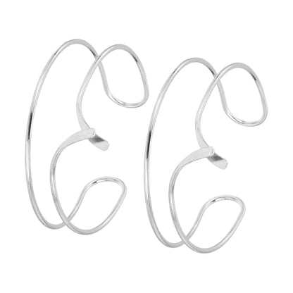 MECCANIXITY 2Pcs Arm Cuff Bracelet for Women, Two-Wire Upper Arm Cuffs Open Adjustable Minimalist Cuff Bangle Bracelet Set Stackable Armband - color: Silver