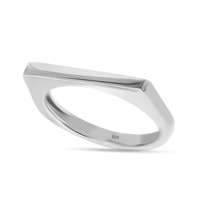 LeCalla 925 Sterling Silver Bar Ring for Women | Silver Ridge Ring Signet Style Classic Simple Plain Wedding Band Engagement Ring | Women's Statement Stackable Ring(Sizes 6-8No.) - color: Style 01, size: Ring Size-8No.
