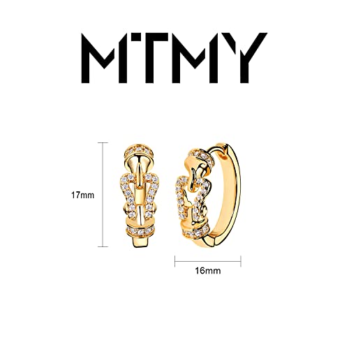 Huggie Hoop Earrings 14K Gold Plated Cubic Zirconia Dainty Simple Cute Beads Elegant CZ Circle Small Hoop Earring for Women Minimalist Handmade Hypoallergenic Jewelry - color: CZ-buckle