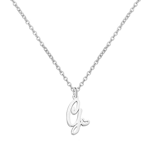 Gold Heart Initial Necklaces for Women, Minimalist Initial Heart Necklaces for Her, Dainty Alphabet Letter Pendant Necklaces Gift Jewelry - color: Silver, style: G