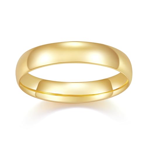 MINDDHA 14K Gold/White Gold Plated Rings for Women, Wedding Band, Stackable, Knuckle, Dainty Thumb & Pinky, Non Tarnish/Silver, Gold Rings for Women 2mm 4mm 6mm Band Sizes 4-12 - color: 4mm Gold-Tone